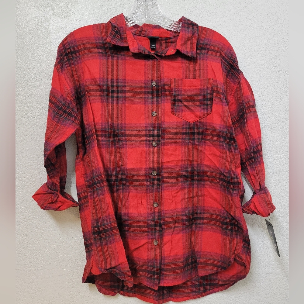 Art Class Girls Plaid Red Shirt Large (10/12) Nwt